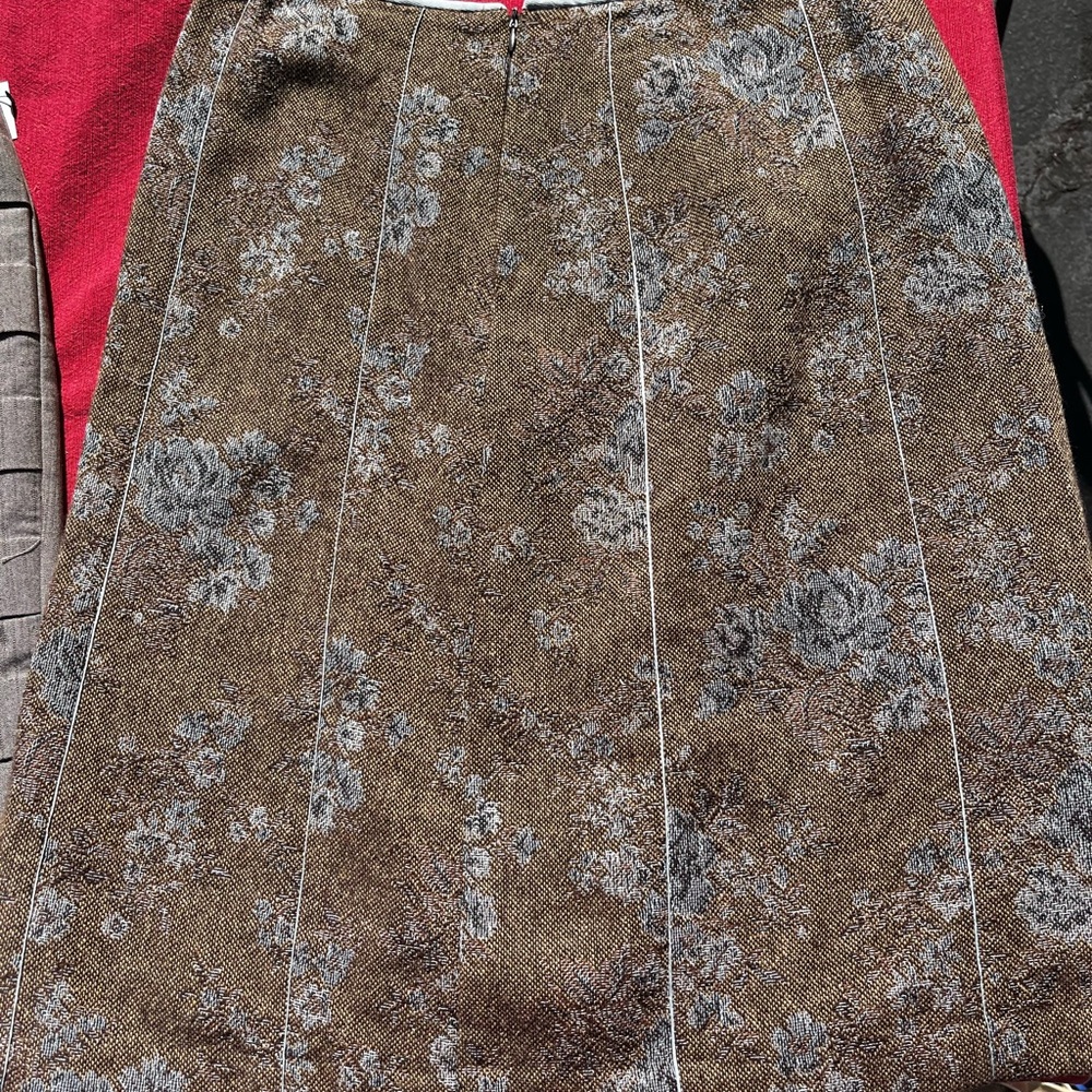 Ann Taylor Brown and Silver Knee-Length Pencil Skirt